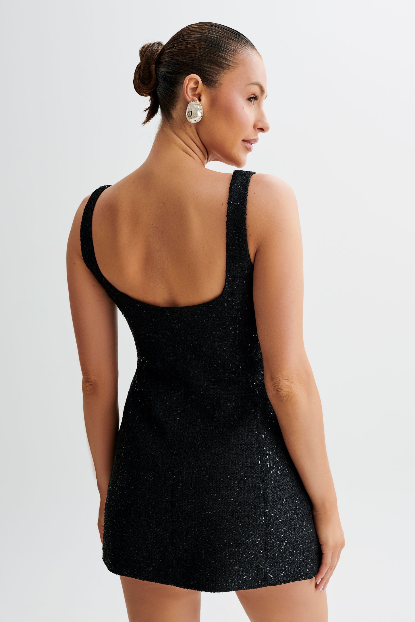 Vestido mini Beth Tweed - Negro