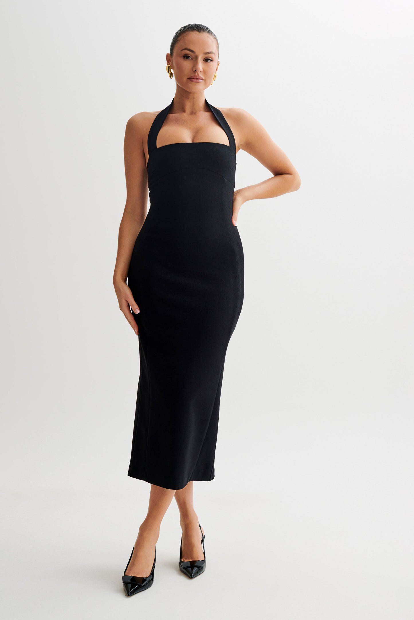 Vestido Midi Halter de Sastrería Amelita - Negro