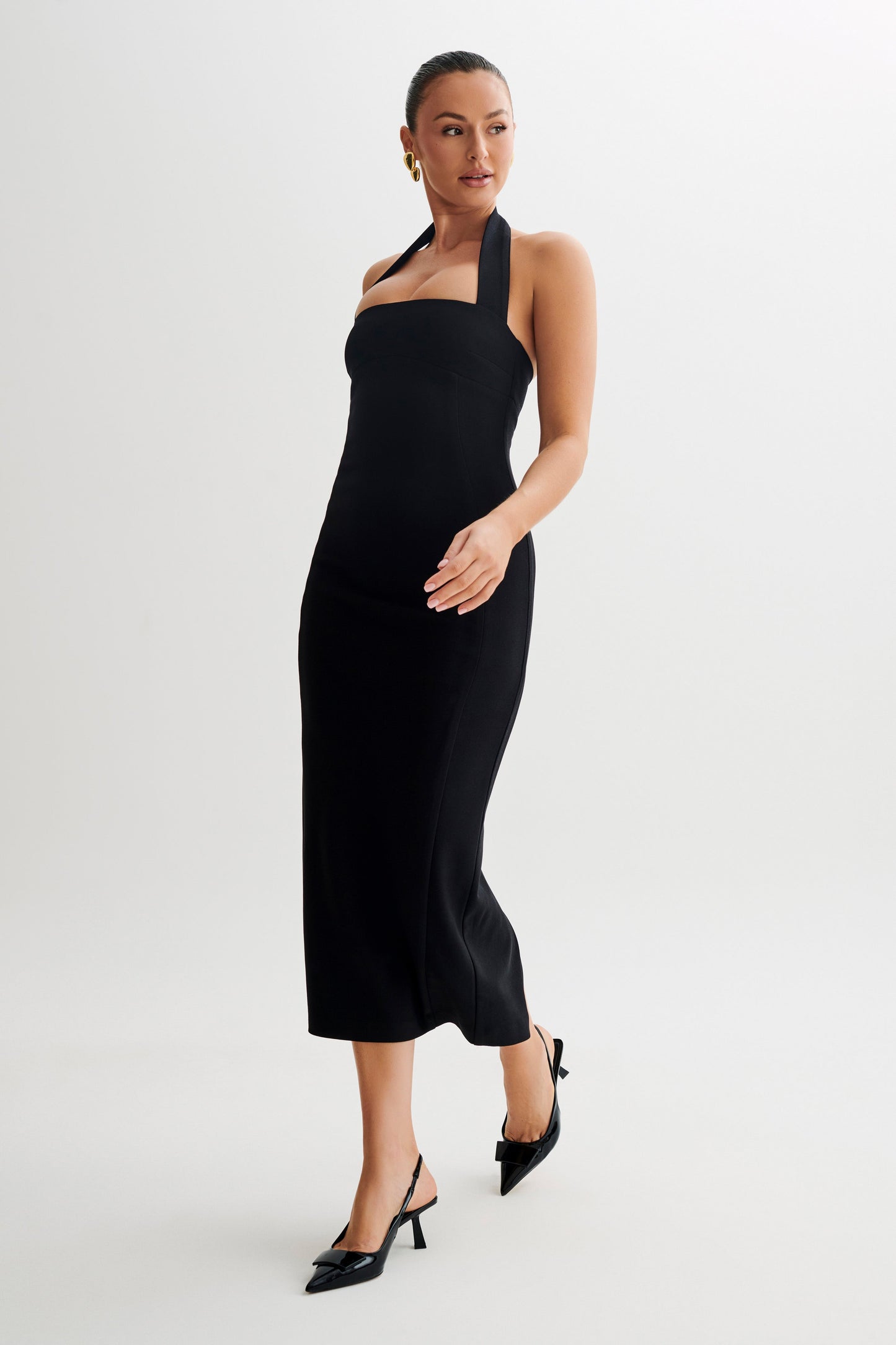 Vestido Midi Halter de Sastrería Amelita - Negro