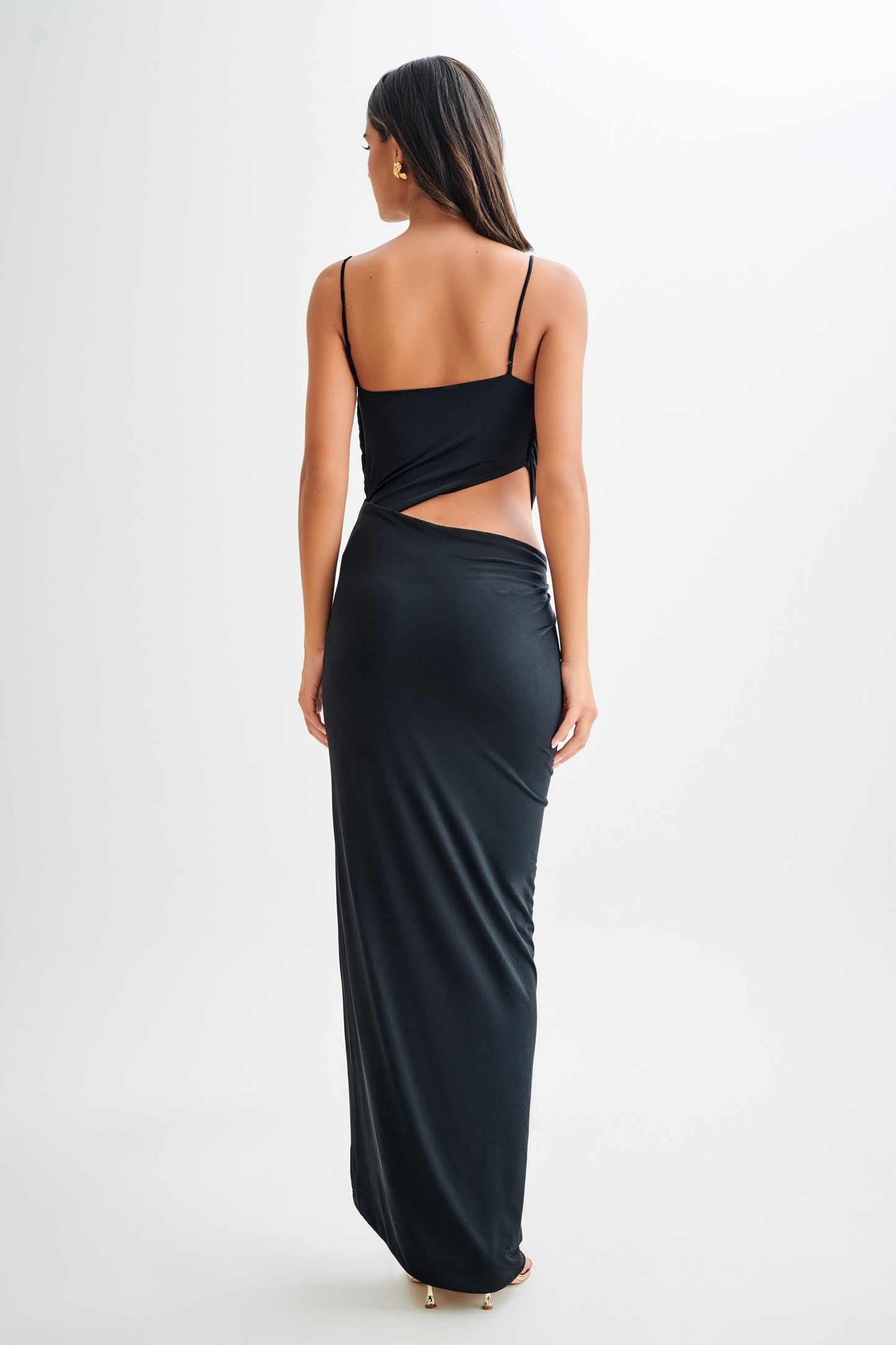 Vestido Maxi Draped Slinky Jemma - Negro