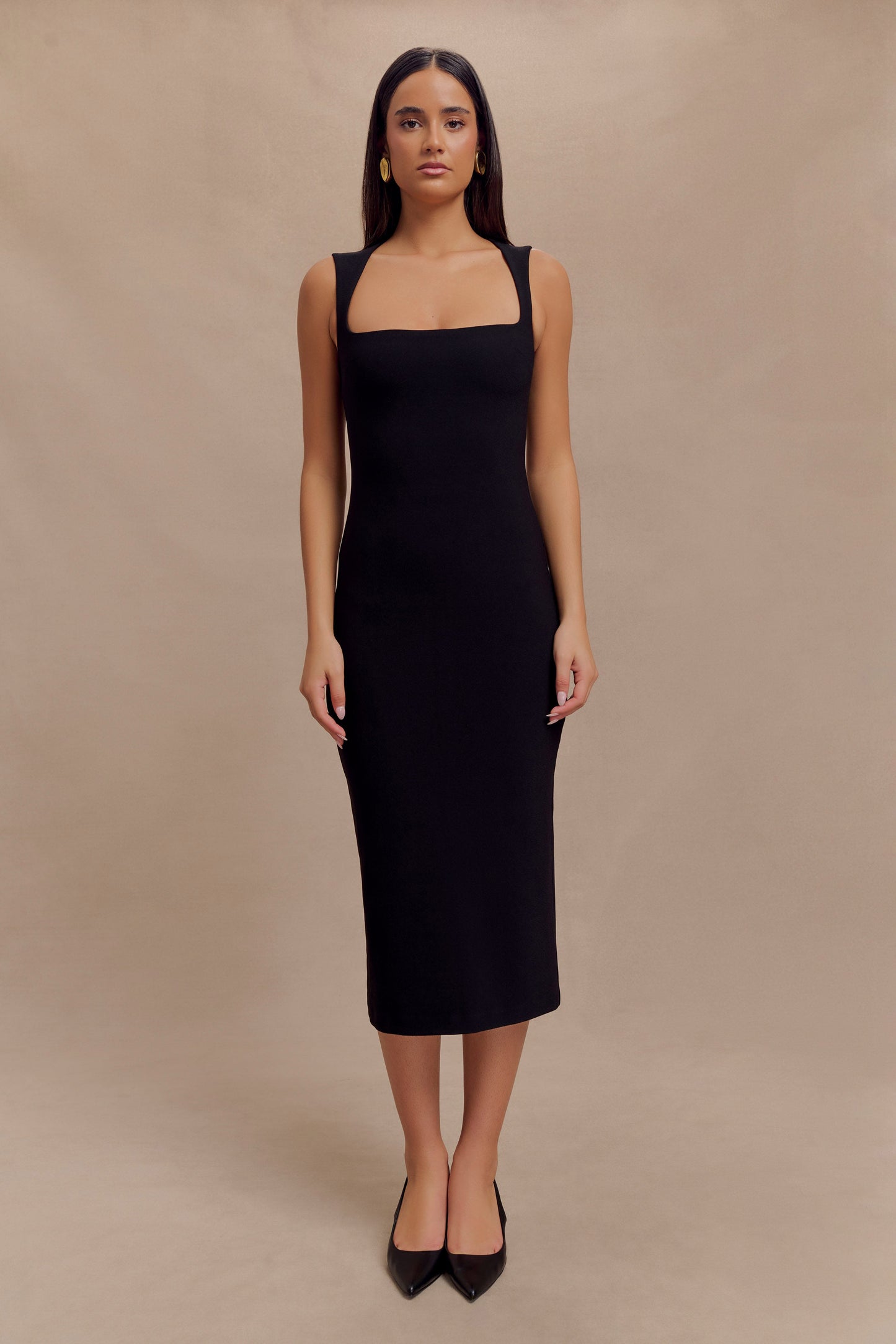 Vestido midi de crepé Frida - Negro