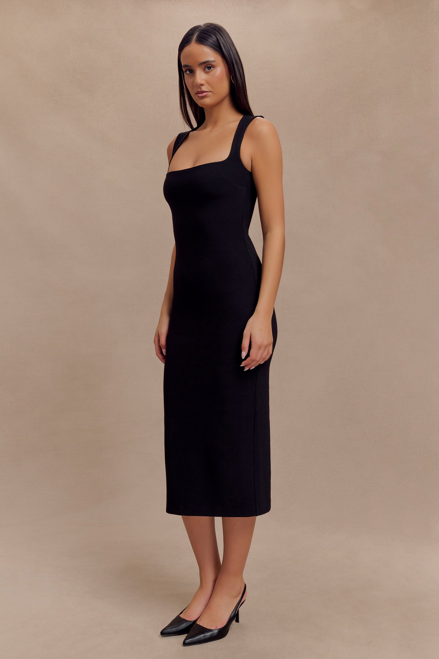 Vestido midi de crepé Frida - Negro