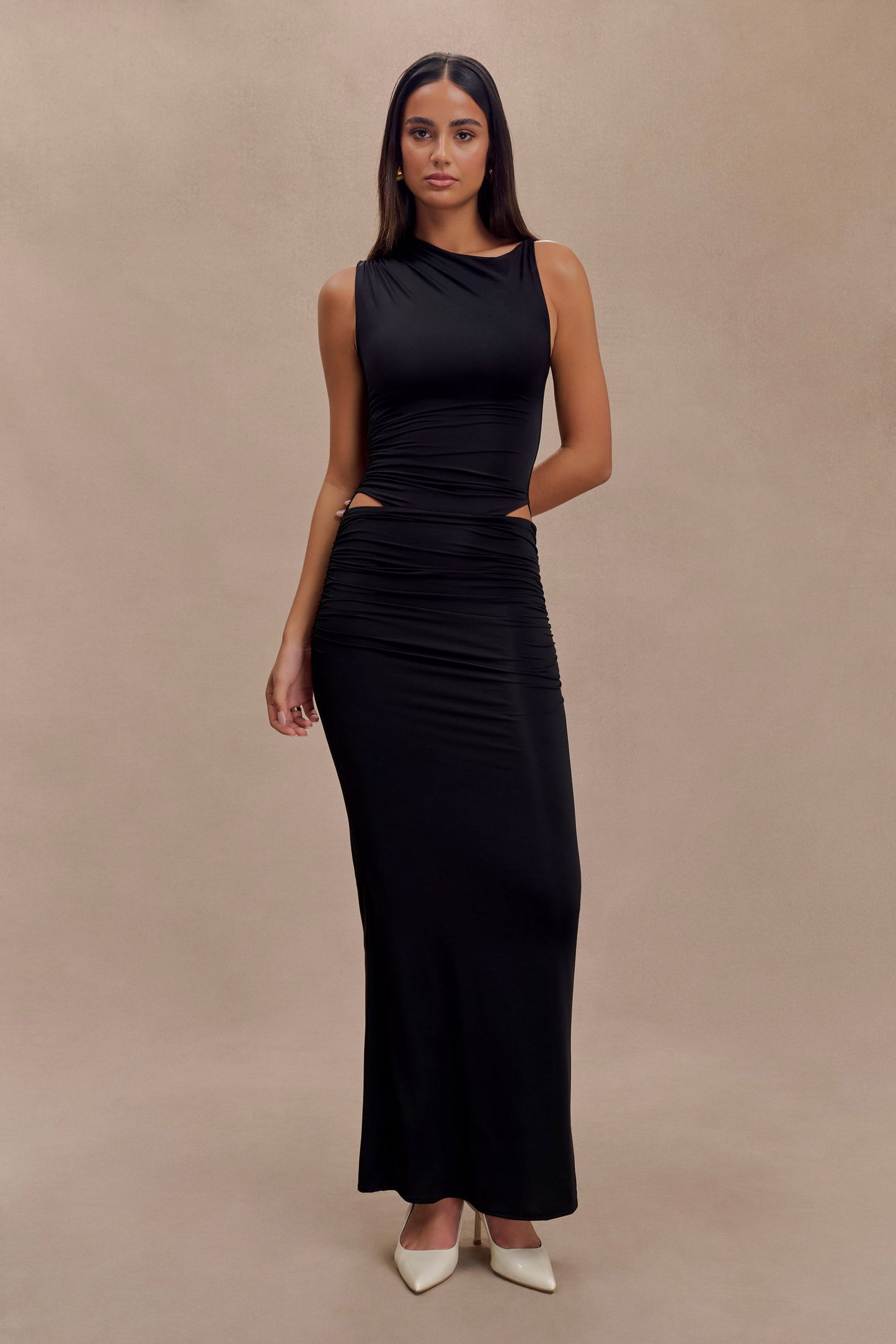 Vestido maxi con aberturas Kaia Slinky - Negro