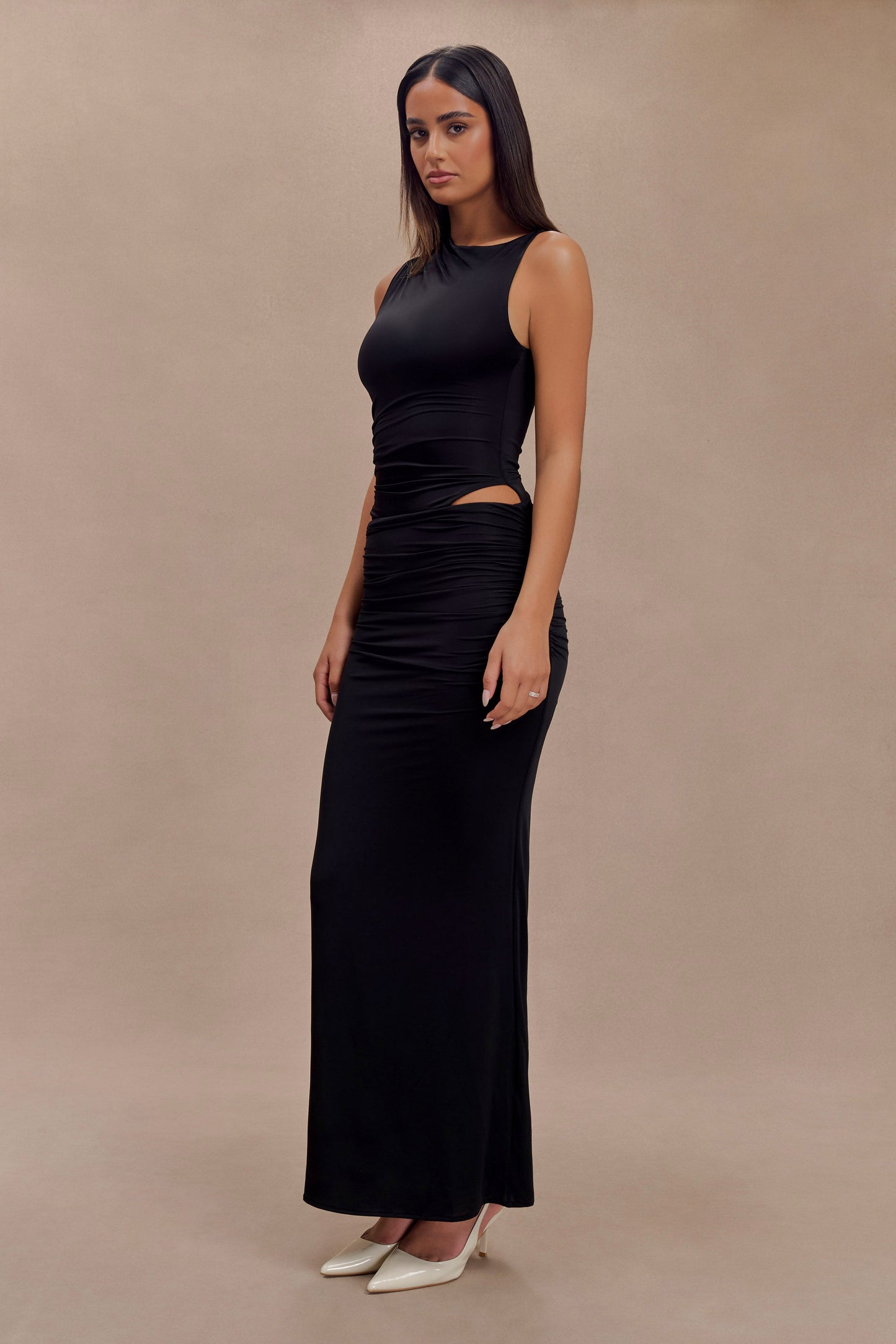 Vestido maxi con aberturas Kaia Slinky - Negro