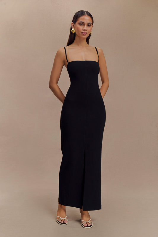 Vestido Maxi de Crepé Delia - Negro