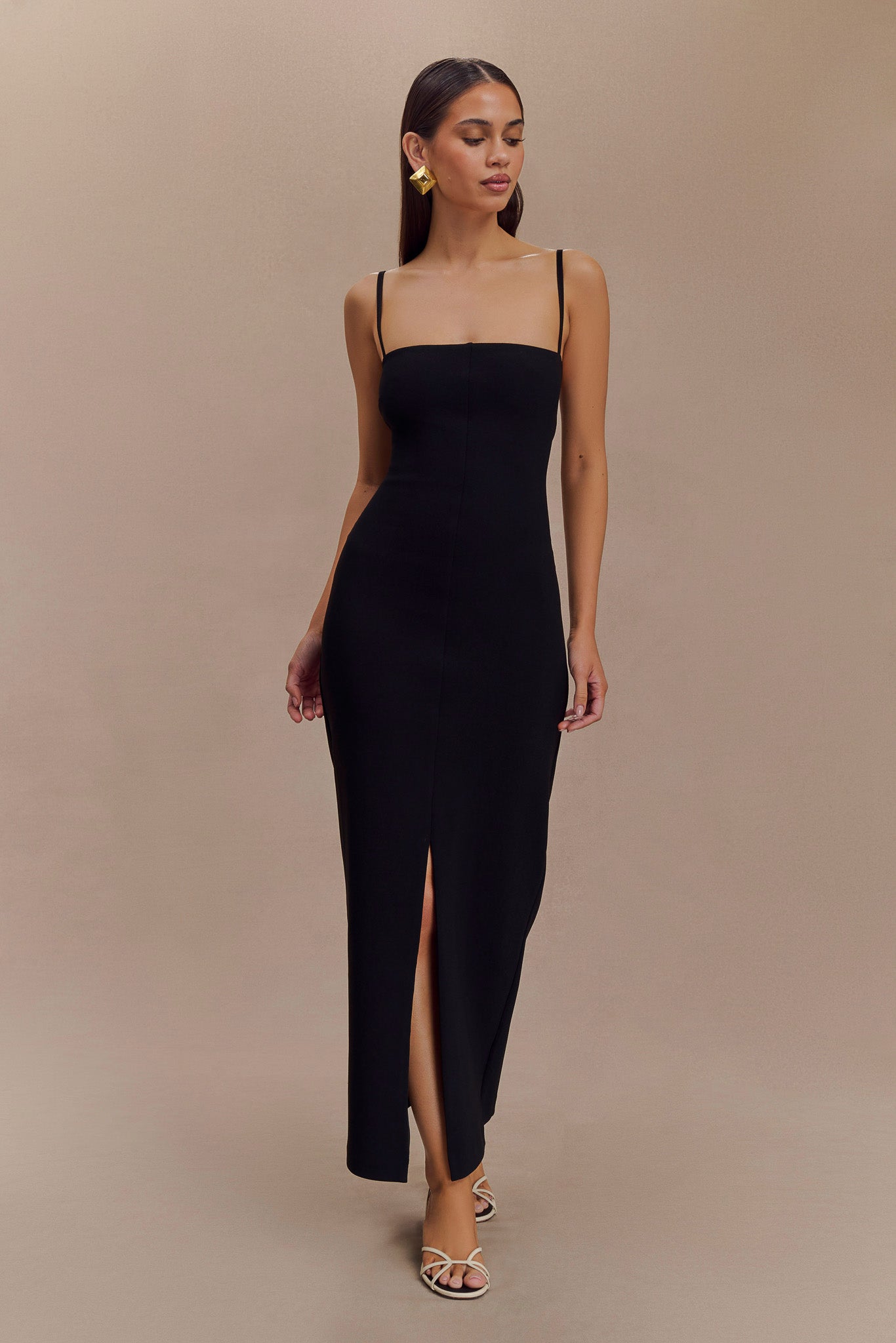 Vestido Maxi de Crepé Delia - Negro