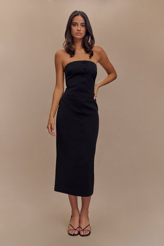 Vestido midi sin tirantes Sussan - Negro