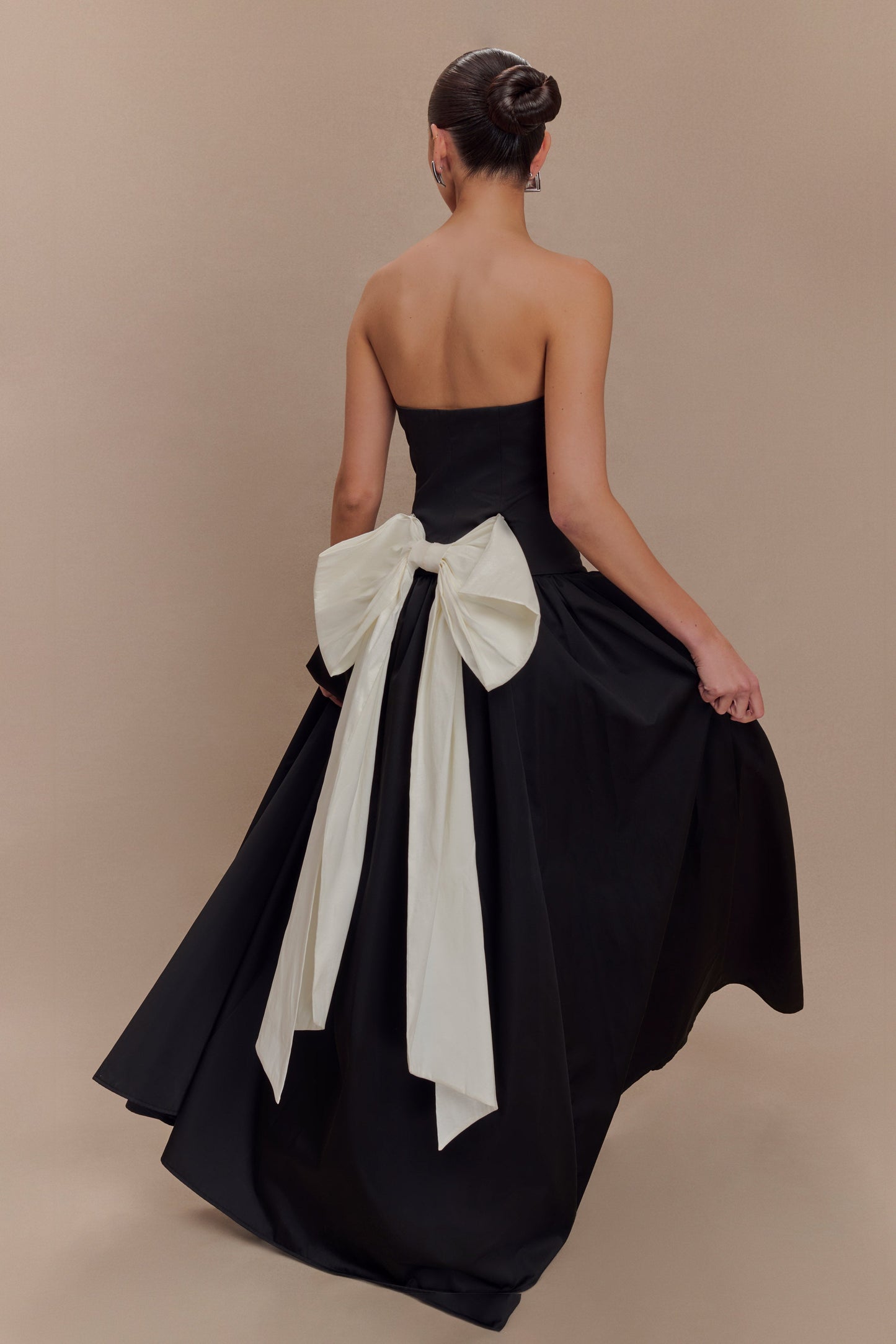 Vestido Maxi sin tirantes con lazo Frances - Negro