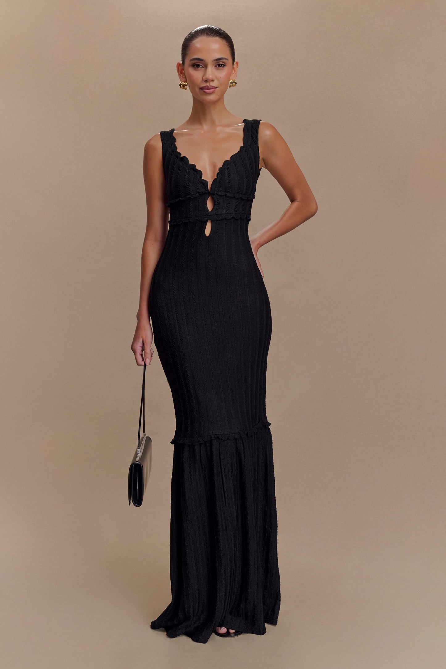 Vestido largo Maxi de hombro descubierto Natalie - Negro