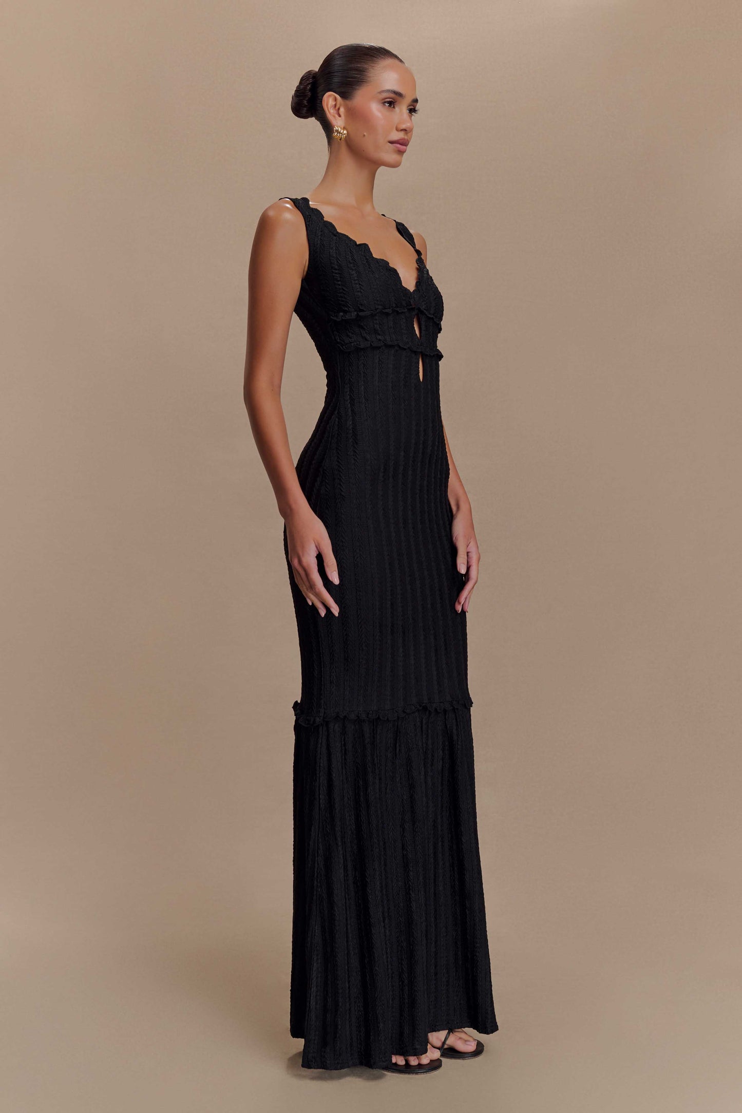 Vestido largo Maxi de hombro descubierto Natalie - Negro