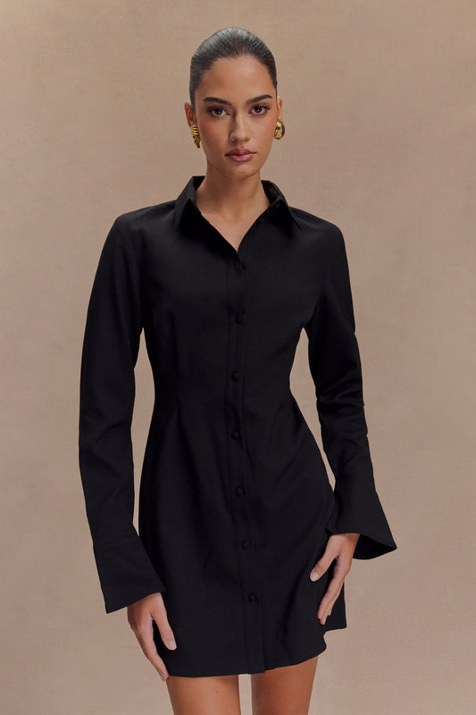 Vestido Mini Camisa Ajustada Dorian - Negro