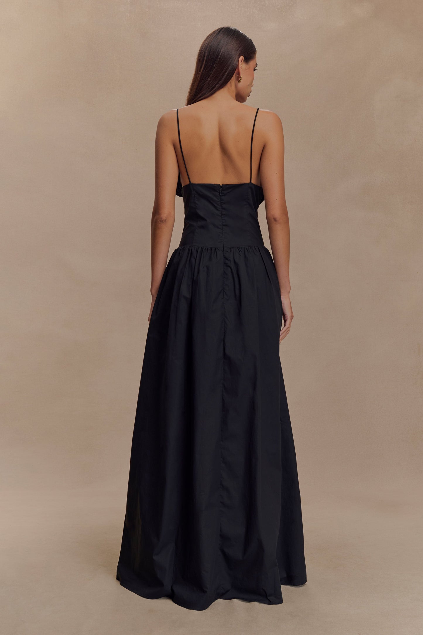 Vestido Maxi con Volantes Janis Cotton - Negro