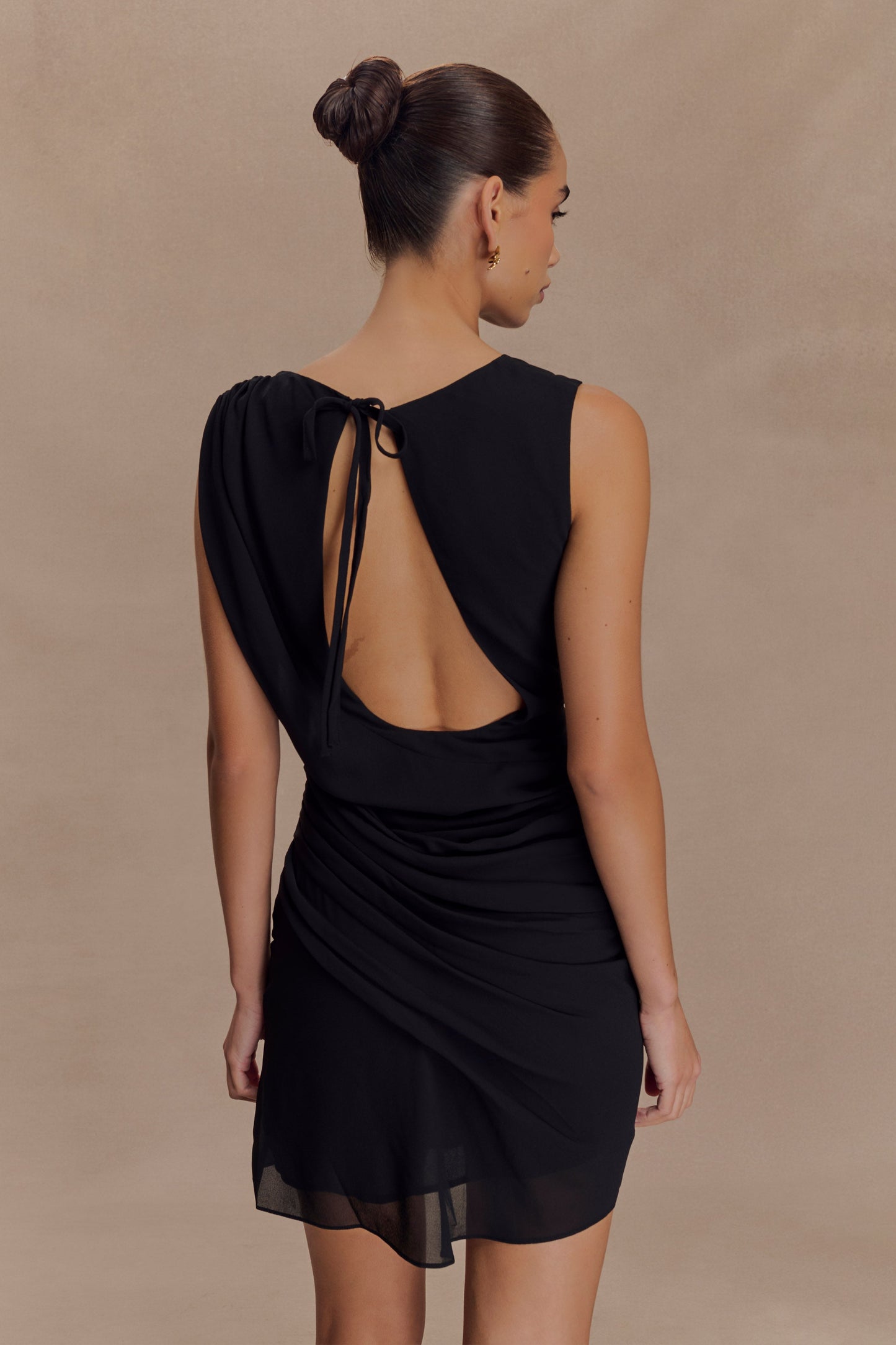 Vestido mini de gasa Oria - Negro