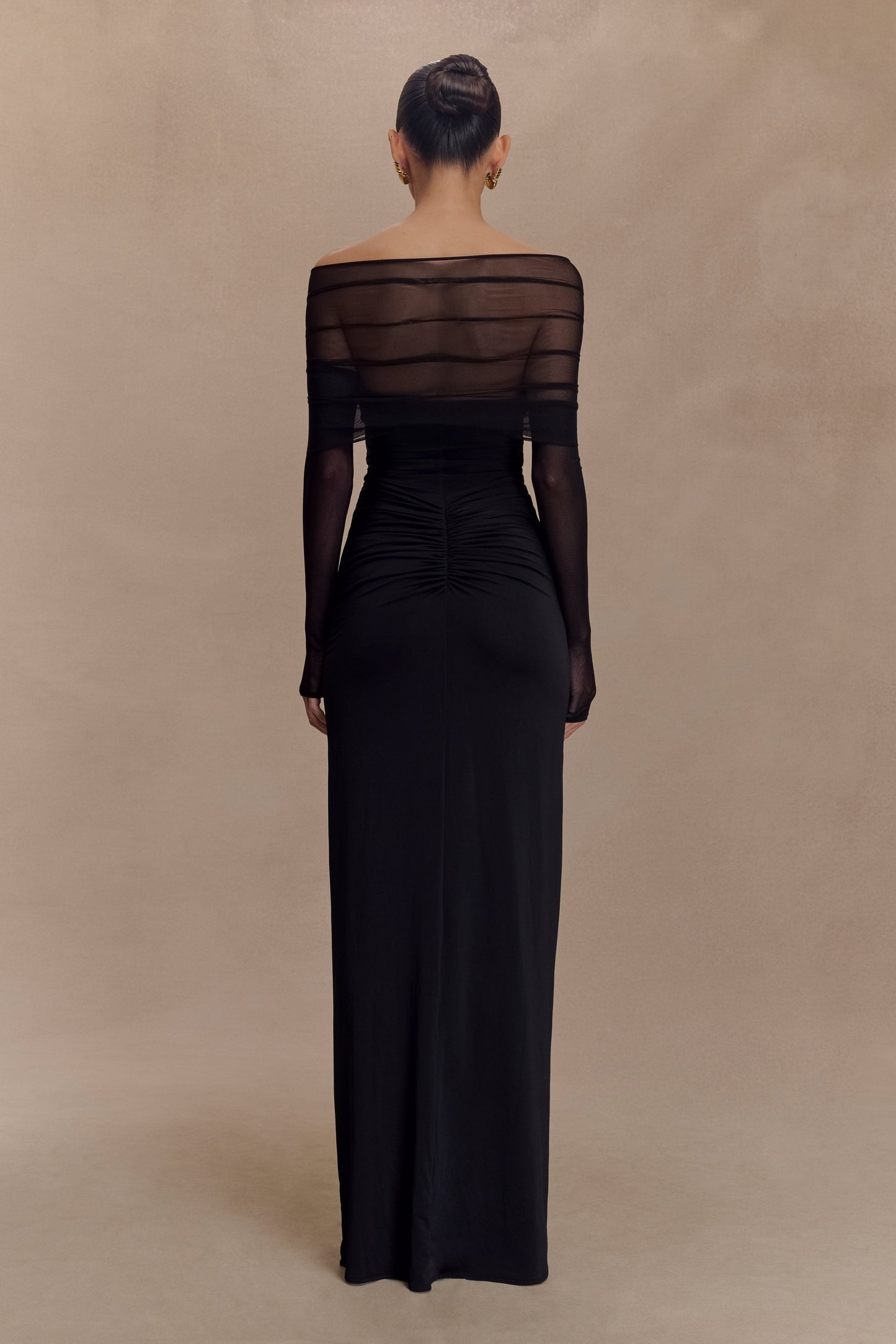 Vestido largo recto y de malla Rafaella - Negro