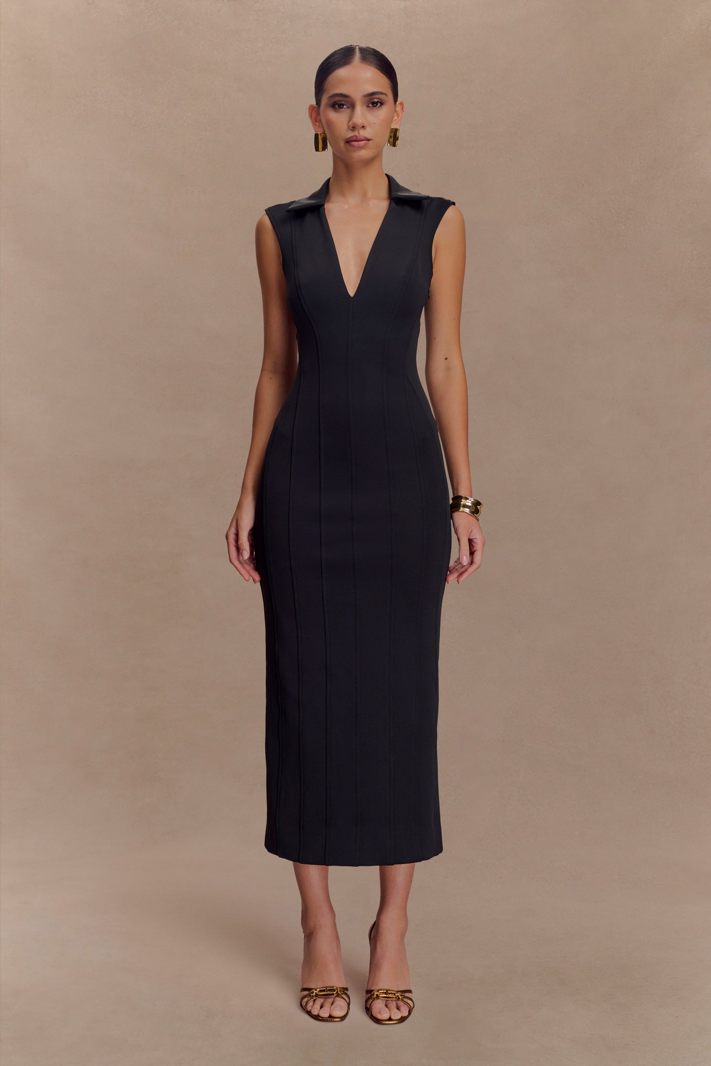 Vestido midi sin mangas Keagan - Negro