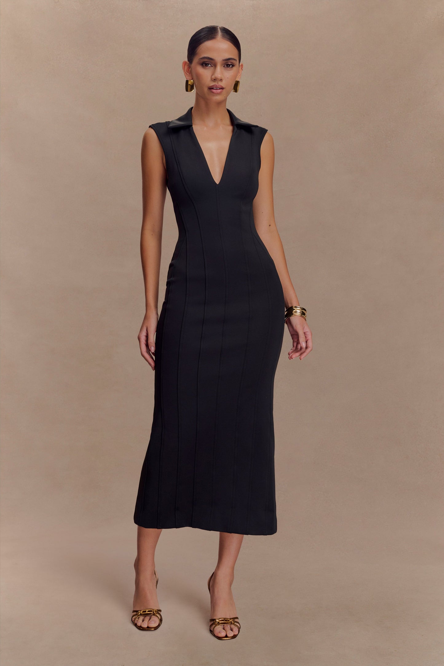 Vestido midi sin mangas Keagan - Negro
