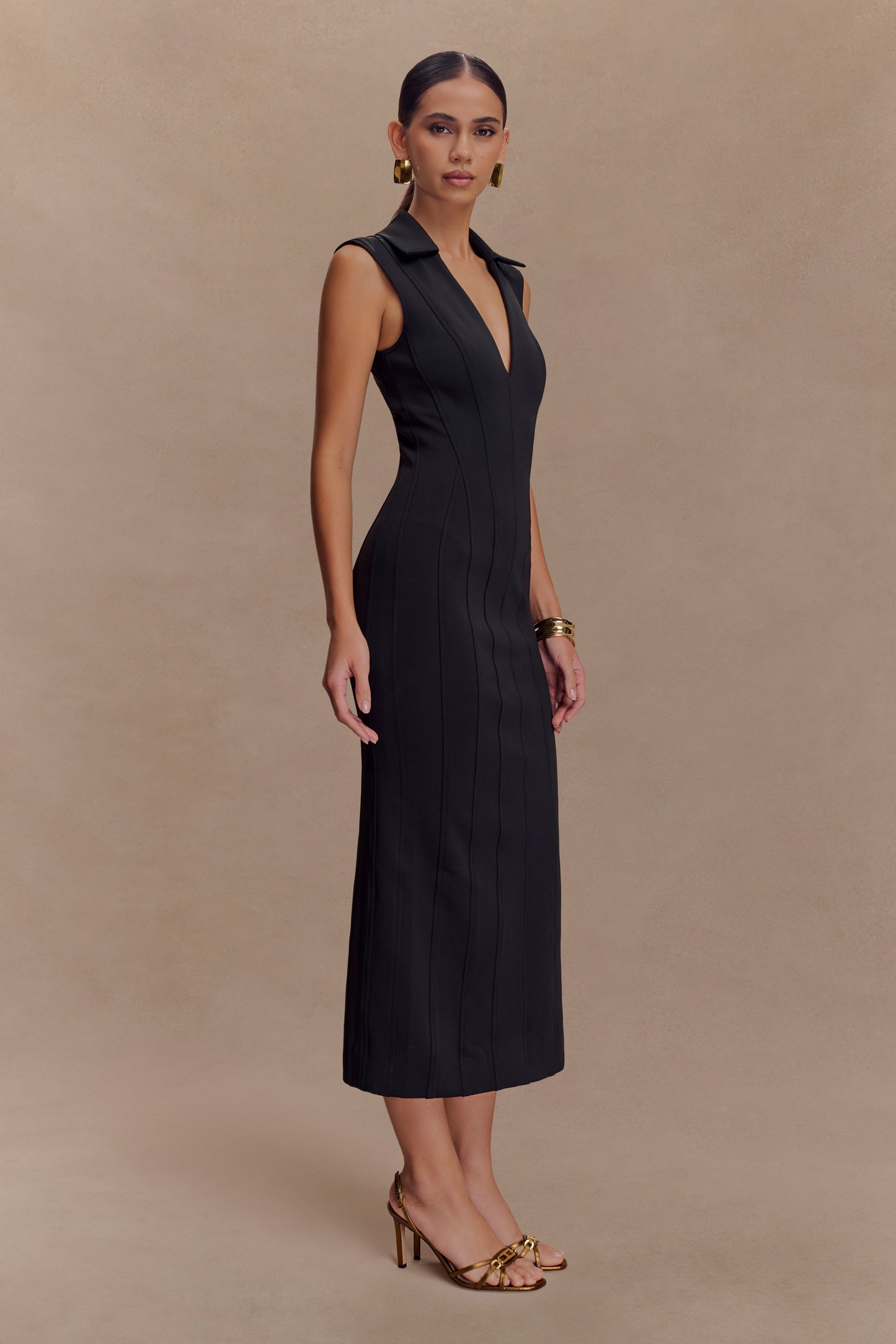 Vestido midi sin mangas Keagan - Negro