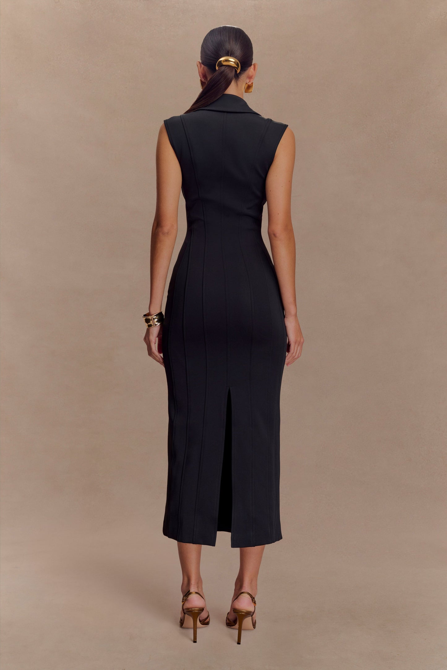Vestido midi sin mangas Keagan - Negro