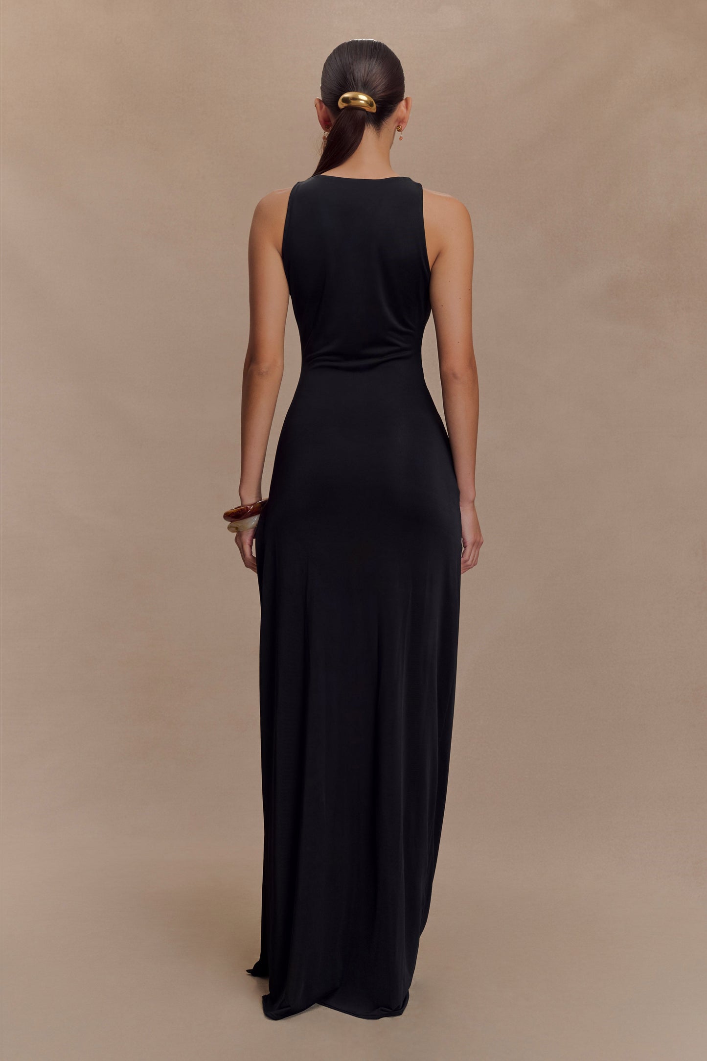 Vestido largo de cuentas Kaiden Slinky - Negro