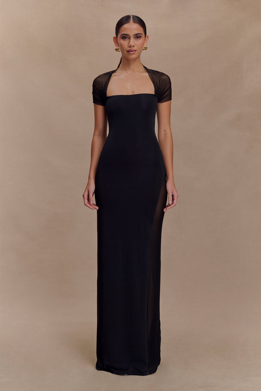 Vestido largo Wyatt Slinky y de malla - Negro