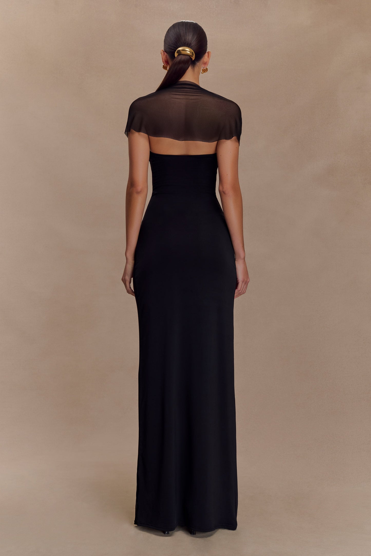Vestido largo Wyatt Slinky y de malla - Negro