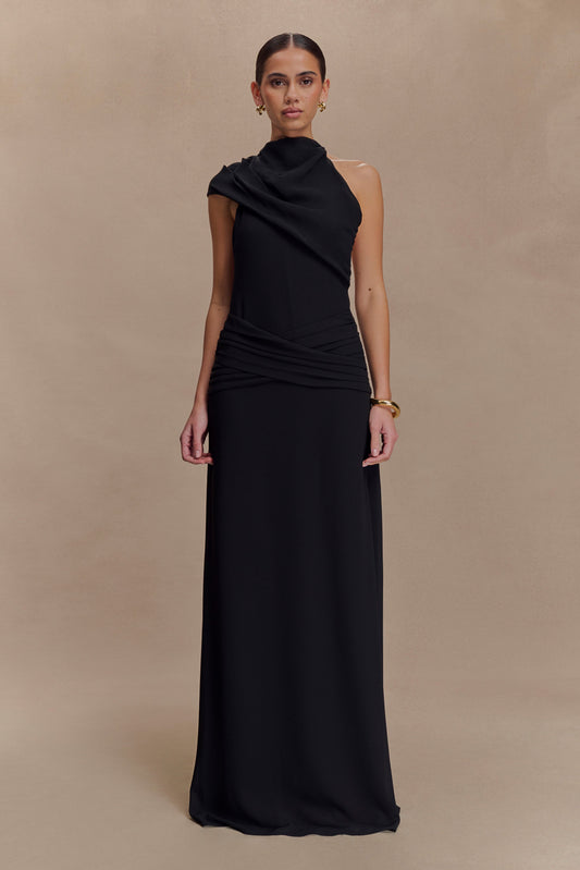 Vestido largo de gasa Analia - Negro