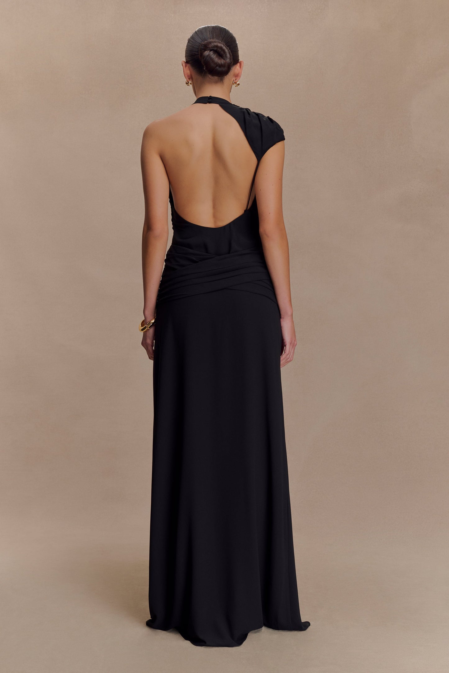 Vestido largo de gasa Analia - Negro