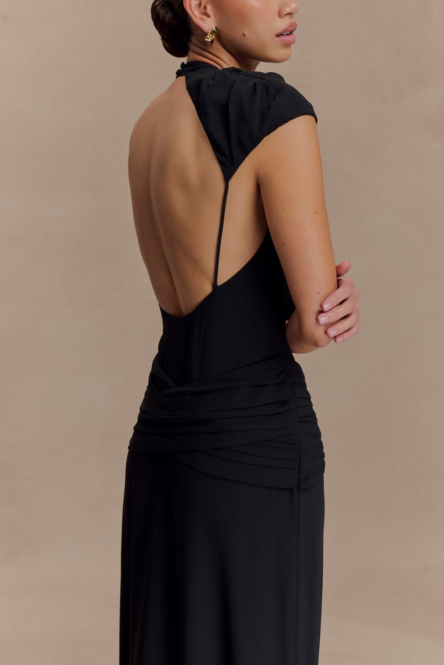 Vestido largo de gasa Analia - Negro