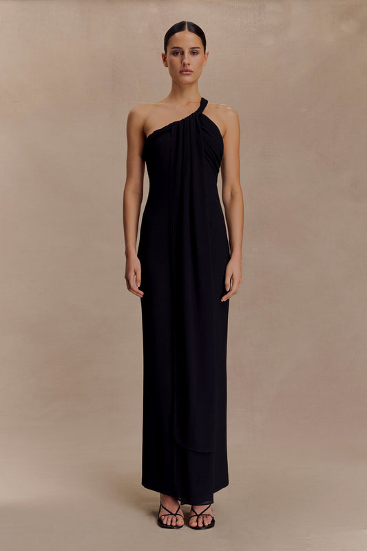 Vestido maxi de crepé con nudos Philippa - Negro