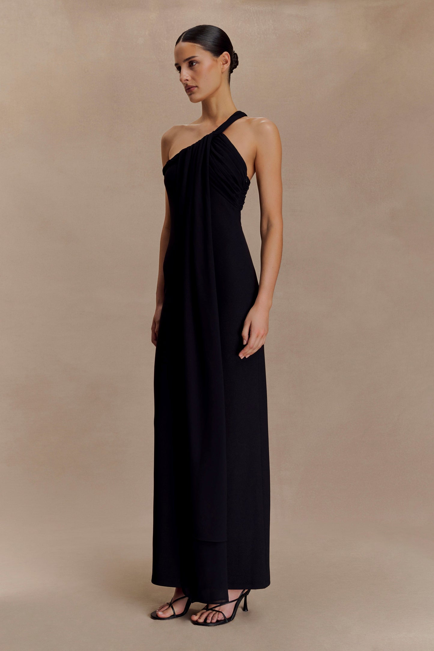 Vestido maxi de crepé con nudos Philippa - Negro