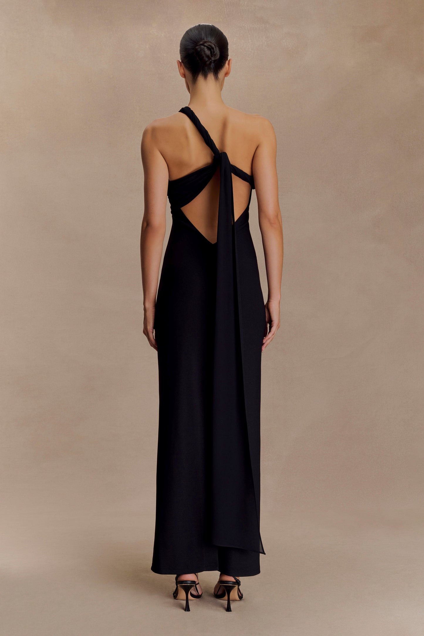 Vestido maxi de crepé con nudos Philippa - Negro
