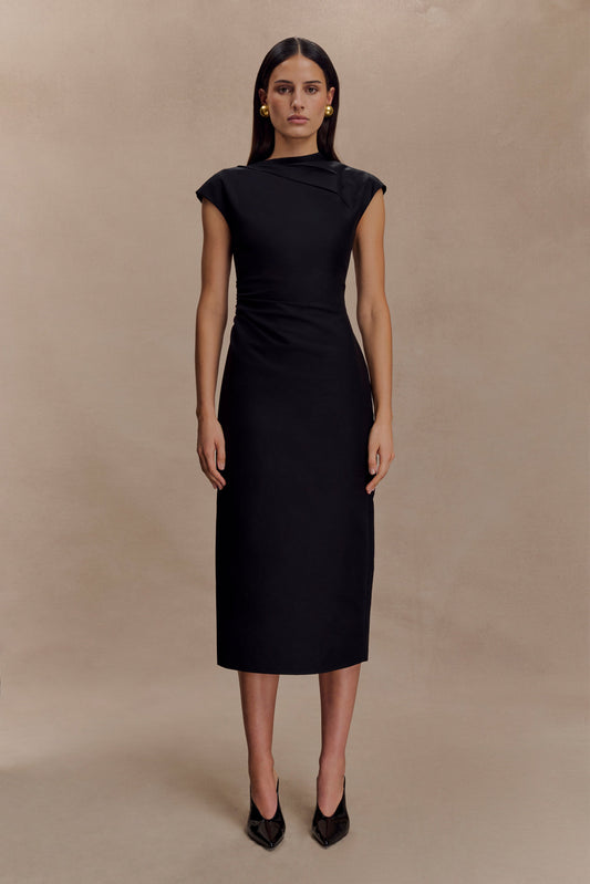 Vestido midi de algodón Lorena - Negro