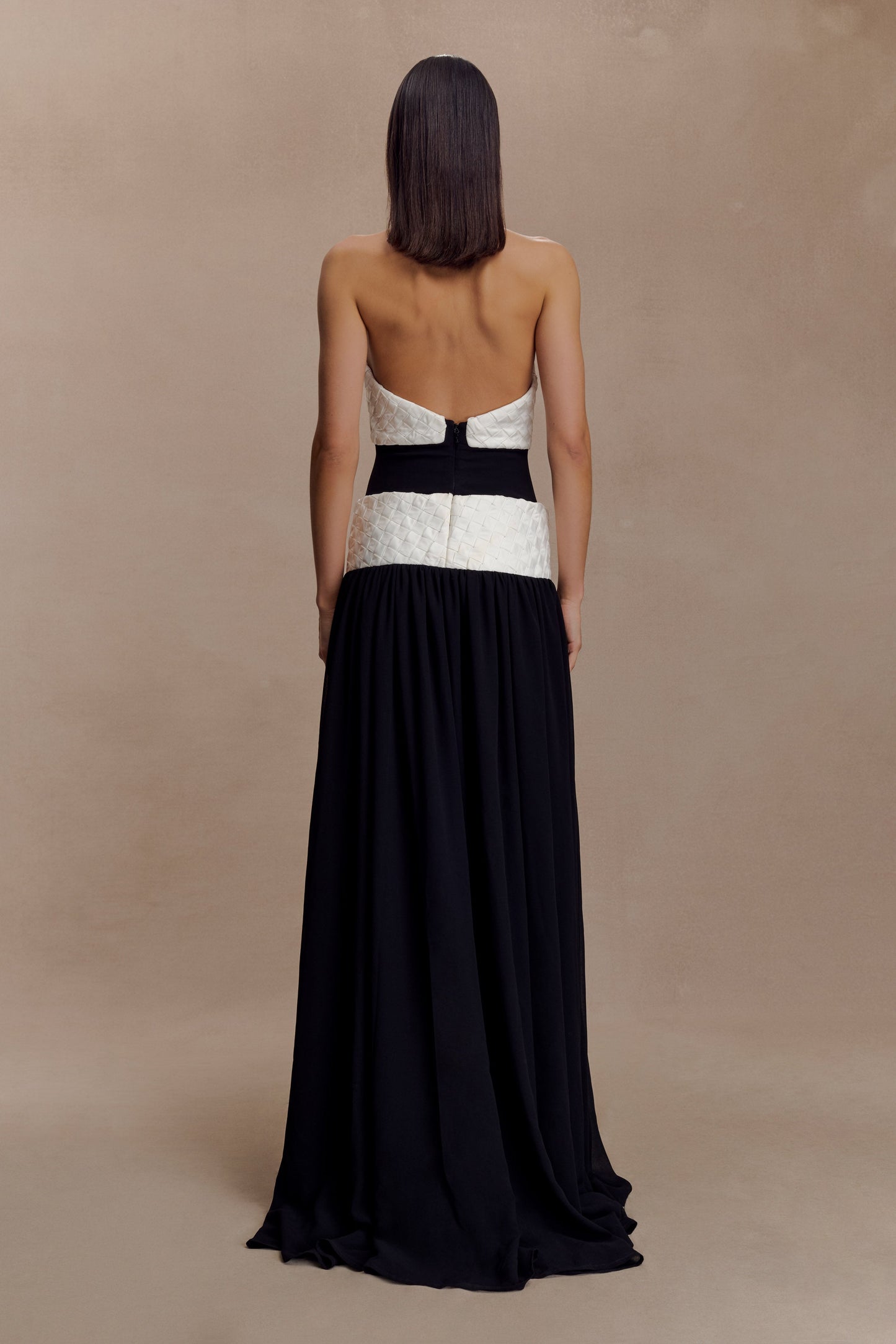 Vestido maxi de chiffon Celine - Negro/Blanco