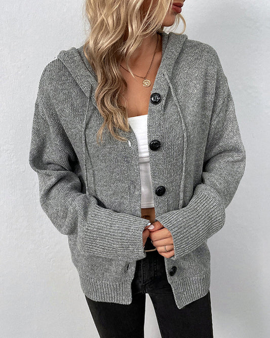 cardigan de punto con capucha y cordones