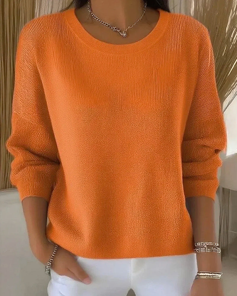 Pull uni de cuello redondo con hombros caídos