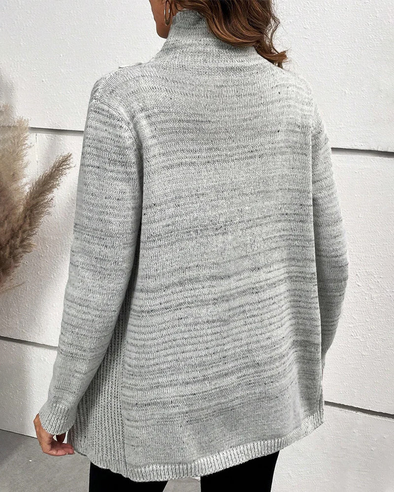 Pull de color uni décontracté avec fente