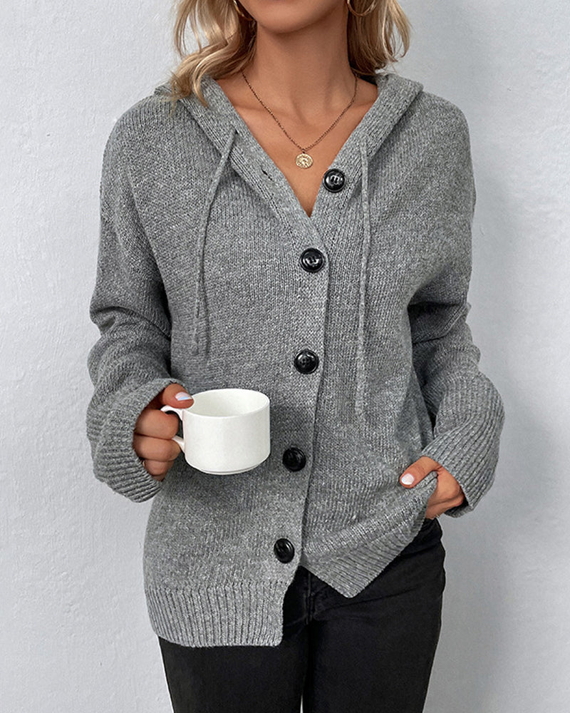 cardigan de punto con capucha y cordones