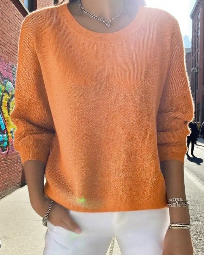 Pull uni de cuello redondo con hombros caídos