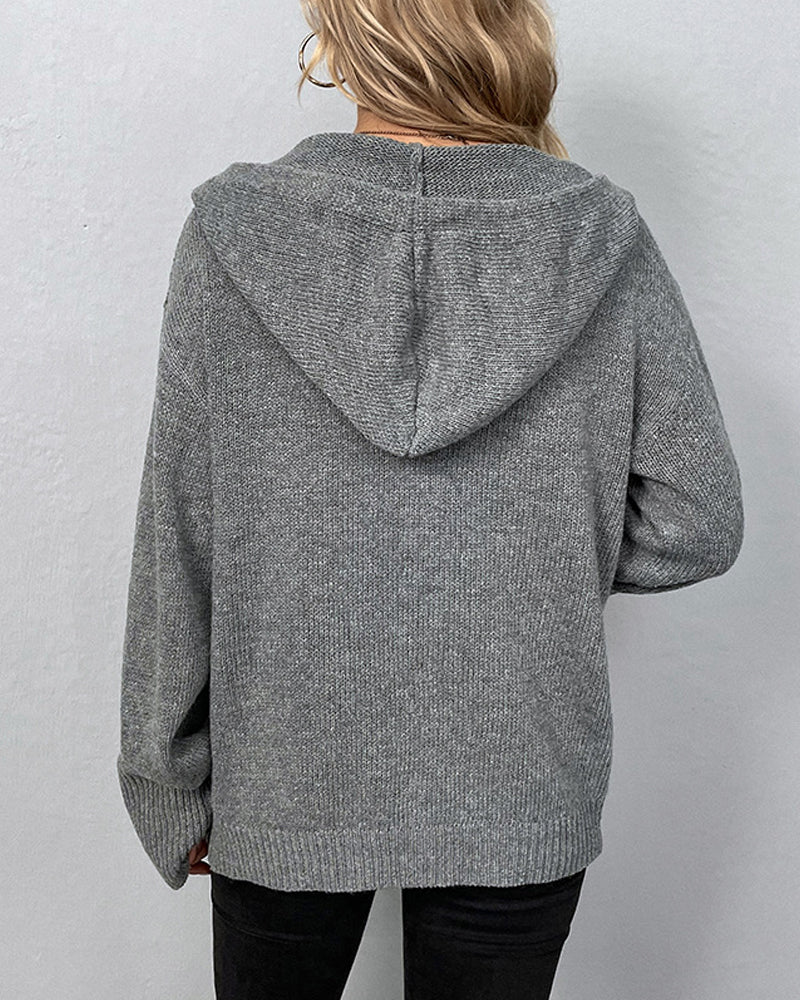 cardigan de punto con capucha y cordones