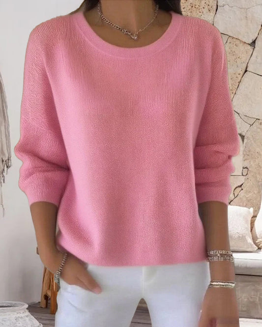 Pull uni de cuello redondo con hombros caídos