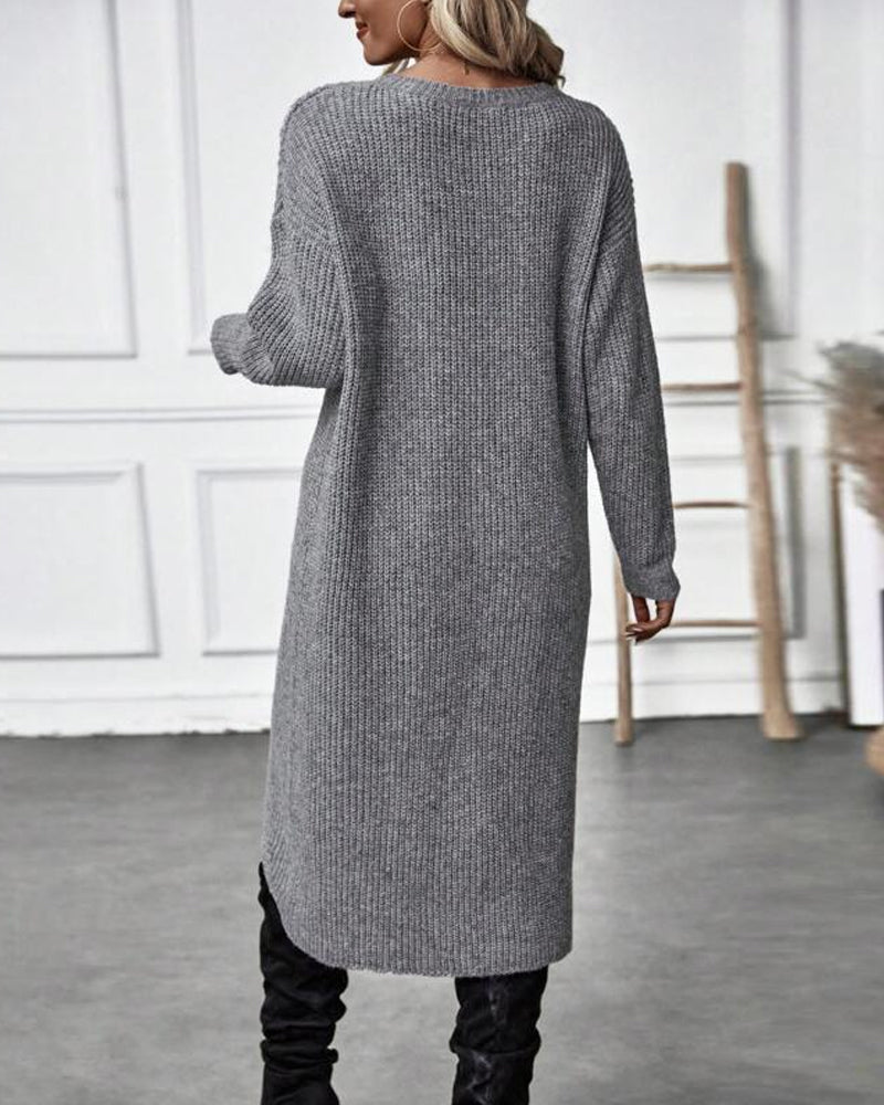 Vestido de punto de color uniforme con dobladillo irregular