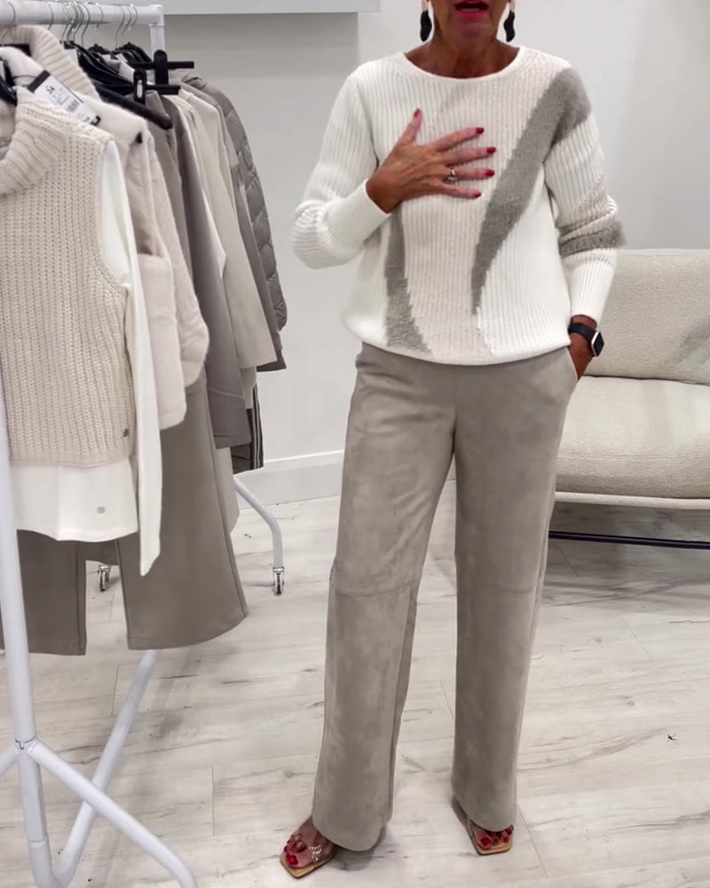 Pantalones de tiro alto cómodos y casuales
