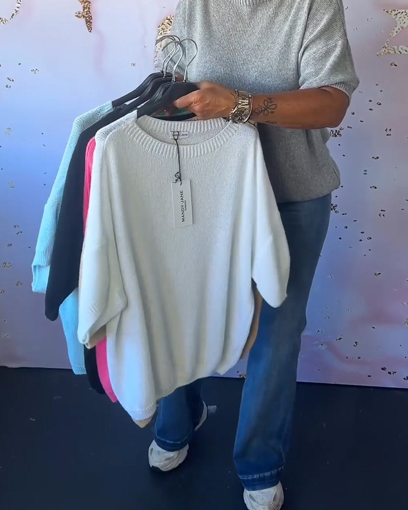 Sudadera de descanso de color sólido con cuello redondo