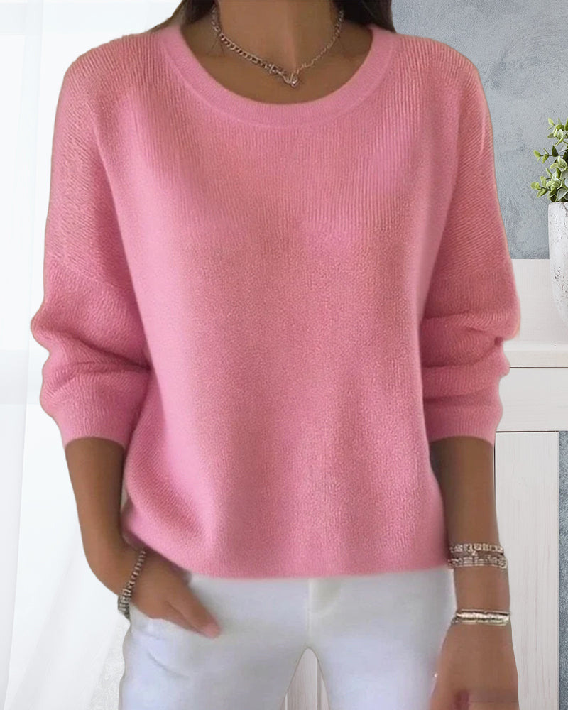 Pull uni de cuello redondo con hombros caídos