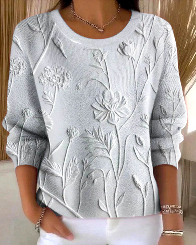 Suéter de moda bordado con cuello redondo