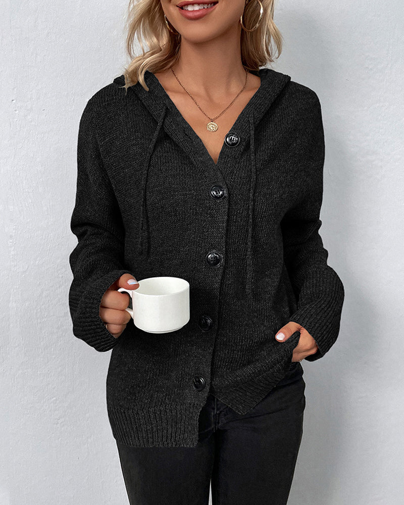cardigan de punto con capucha y cordones