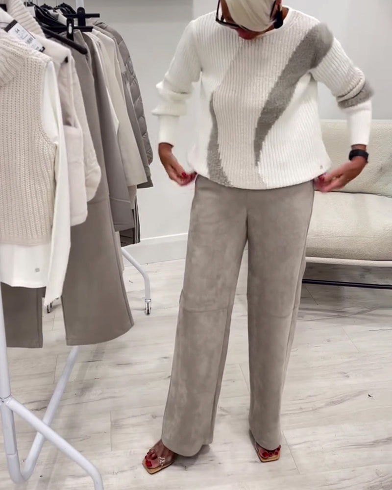 Pantalones de tiro alto cómodos y casuales