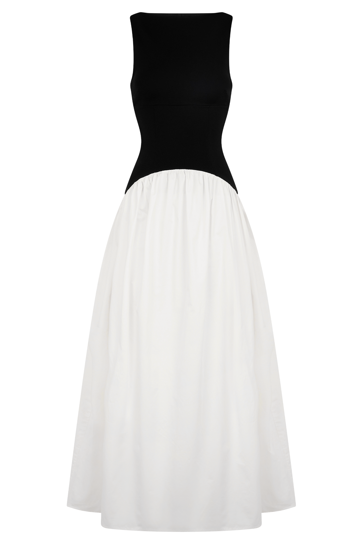 Vestido largo sin mangas de contraste de acacia - Negro/Blanco
