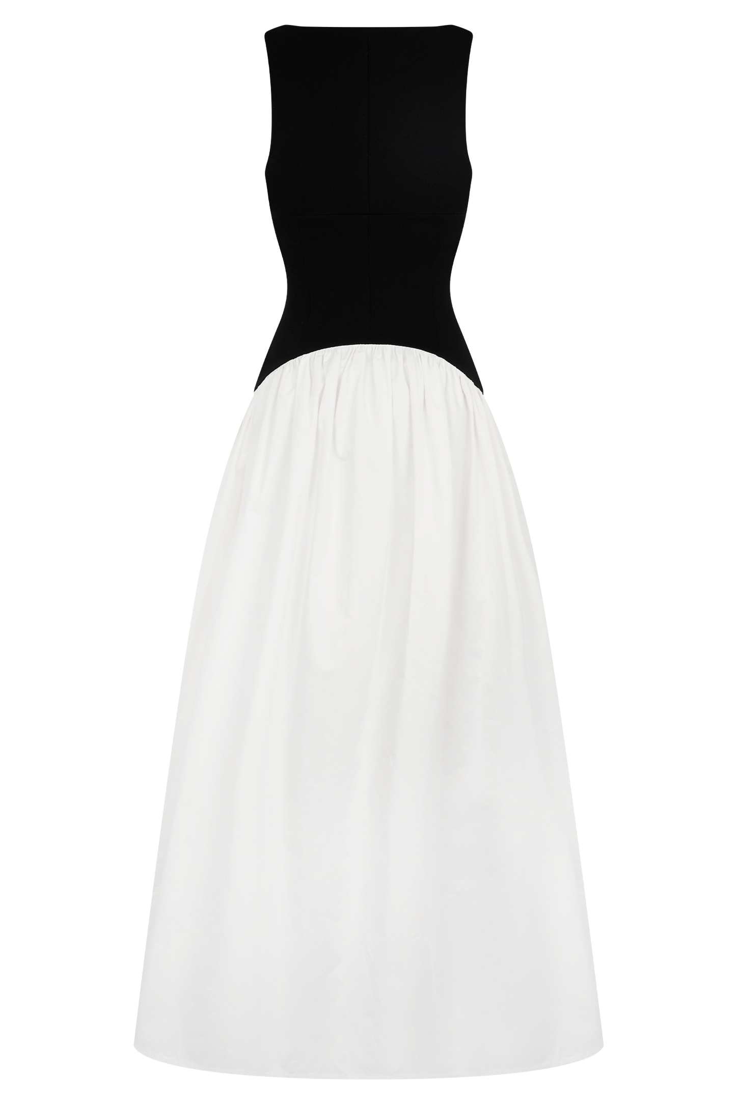 Vestido largo sin mangas de contraste de acacia - Negro/Blanco