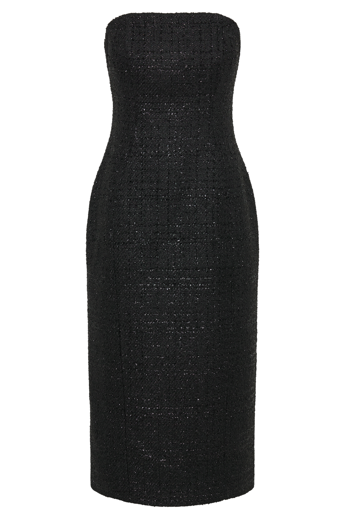 Vestido Midi sin Espalda con Tirantes de Tweed de Monet - Negro